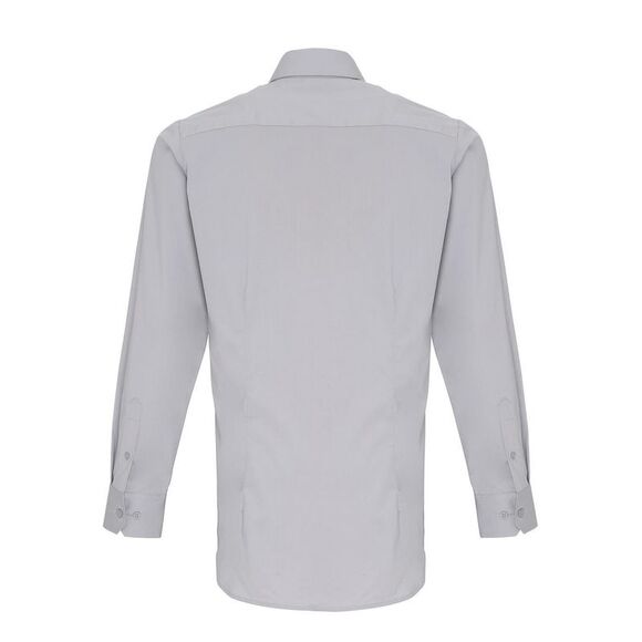 Premier Unisex Adult Poplin Stretch Long-Sleeved Shirt / Silver - Picture 2 of 3
